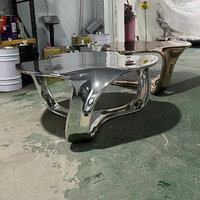 Table basse en acier inoxydable poli/miroir 201 304, design nuage creux électroplaqué, style luxe léger