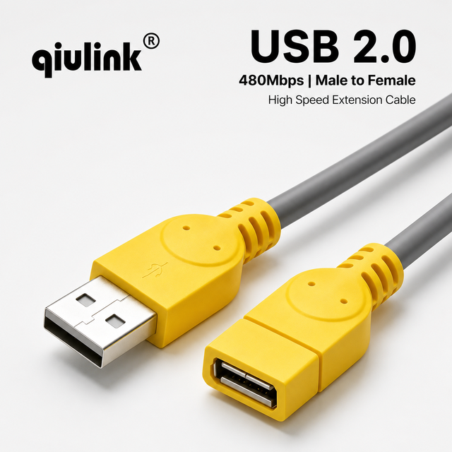 USB 2.0 Extension Cable Male to Female 480Mbps High Speed Data Transfer Cable with PVC for Laptop PC Monitor Camera Speaker