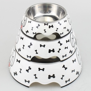 Mangkuk Hewan Peliharaan Ramah Lingkungan dari Melamin Mewah dengan Tempat Makan Anjing dari Baja Anti Karat Bentuk Bulat Kapasitas 160/350/700ML - Product Image 4