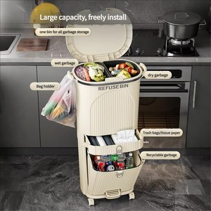 Bàn đạp nhà bếp bụi bin phòng tắm thùng rác có thể với nắp nhựa Thùng Rác Văn phòng rác bin với bàn đạp chân - Product Image 5