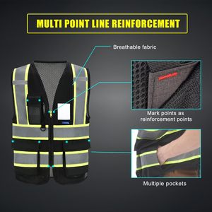 Gilet de sécurité unisexe haute visibilité classe 2, réfléchissant et imperméable avec éclairage LED (conforme ANSI/ISEA, poches et fermeture éclair) - Product Image 2