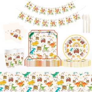 Assiettes en papier dinosaures DAMAI, décorations de fête jetables, fournitures pour assiettes, cadeaux, vaisselle de fête d'anniversaire, service pour 8 personnes - Product Image 2
