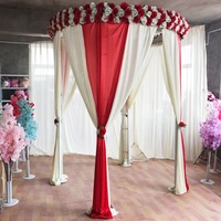 Pavillon rond réglable toile de fond de mariage photomaton fleur souhaitant pavillon tuyau et drapé Kit rideau toile de fond ensemble de support