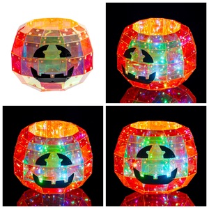 Compre un tarro de dulces con forma de calabaza LED que cambia de color HLC, adorno decorativo de calabaza para fiestas de Halloween, para crear una atmósfera interior. - Product Image 4