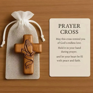 Nueva Cruz de Bolsillo Cristiana de Madera Pulida 2D, Regalo Religioso, Decoración <span class=keywords><strong>para</strong></span> el Hogar, 4x6cm, Grabada <span class=keywords><strong>para</strong></span> <span class=keywords><strong>Bautizo</strong></span> y Navidad - Product Image 2
