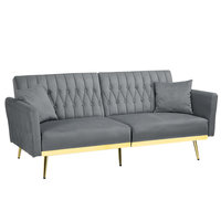 Modernes Klappbares Beige-Cremefarbenes Leinen-Daunensofa mit 3 Sitzen und Kissen 2023 Wohnzimmer