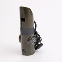 Sifflet de survie d'urgence 7 en 1 avec boussole intégrée, thermomètre, loupe, sifflet de signalisation portable pour activités en plein air