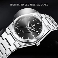 Montre habillée de luxe pour homme BW8832, octogonale, en acier inoxydable, avec cadran en verre simple, mouvement à quartz analogique, grand cadran, date et aiguilles lumineuses