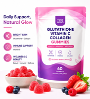 Compléments alimentaires en gommes nutritionnelles au collagène et au glutathion, saveur fruitée, formule végétalienne personnalisée, ODM/OEM, pour femmes adultes, usage quotidien, vente en gros