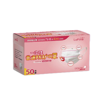Masque jetable LeFine blanc à 3 couches en tissu non tissé avec pince-nez ajustable pour adulte, ajustement confortable, 50 pièces/boîte