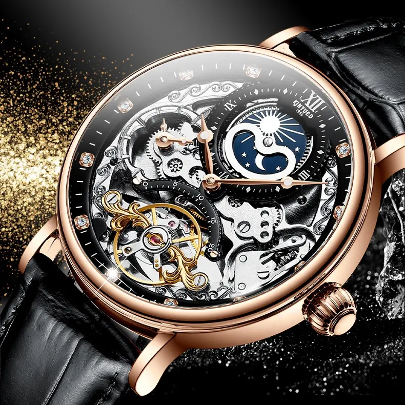 KINYUED Tourbillon mechanical movement watches men luxury brand automatic luxury watch