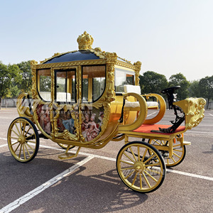 Escultura de Caballo Real para Boda Real, Carruaje con Ruedas Doradas, Carruajes de Boda - Product Image 5