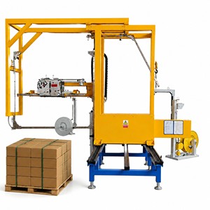 Système de cerclage industriel en ligne pour palettes, machine de cerclage de palettes pour ligne de production continue de cartons finis - Product Image 1