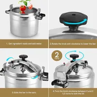 Casserole à pression en aluminium anti-explosion et sécurisée pour le gaz avec couvercle à fermeture facile, capacité 3L/4L/5L/7L