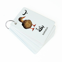 Cartes flash éducatives personnalisées imprimées recto-verso pour l'apprentissage de l'alphabet arabe avec reliure à anneaux métalliques pour la maison et la salle de classe