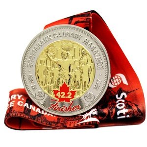 Proveedor Oro: Medalla de finalista de maratón deportiva de tela con cinta y cordón para el cuello, diseño chino personalizable para niños (5k, 10k, 21.1k) - Product Image 2