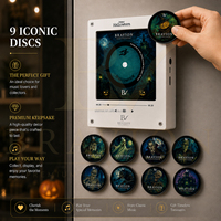 BRAVION Collection Musicale Joyeux Halloween, Ensemble d'aimants de réfrigérateur lumineux à induction NFC avec CD rotatif, Cadeau effrayant et hanté