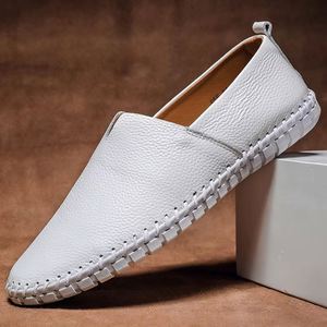 Large Size 38-50 Men's Shoes Top Layer Cowhide Leather <b>Explosion</b>-Proof Casual Lazy Rubber Sole Soft Oxford - Product Image 5
