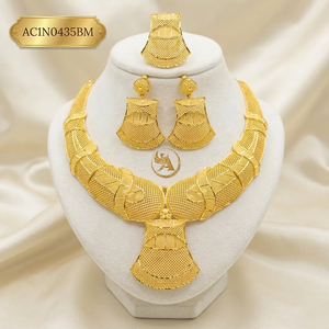 New Designer African Nigerian <b>Statement</b> <b>Necklace</b> Set Gold Plated Geometric Jewelry Fashion - Product Image 1