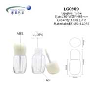 Tube de brillant à lèvres vide 3,5 ml, flacon mignon avec grande brosse, contenant cosmétique en plastique premium, en vrac, pour rouge à lèvres recyclé