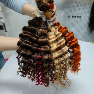 Extensions di capelli umani Remy vergini ricci grezzi non trattati all'ingrosso 100g per trecce Boho, trama singola, solo colore più scuro - Product Image 5
