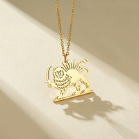Collier Lion et Soleil de l'Empire Persan, Collier Vintage Lion Royal de Perse, Collier en Acier Inoxydable Symbole Historique Persan