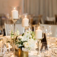 HY Vente en gros Maison de mariage Candélabres transparents Bougeoirs Cylindre en verre Bougeoir Bougeoir en verre