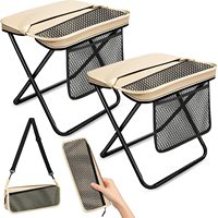 2 tabourets pliants XL en acier carbone pour adultes - Siège large de 14,2 po, confortable pour les genoux, robuste, pliable, pour la pêche et les voyages