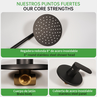 Set Shower Dinding SOLVEX Classic dengan Lapisan Kuningan, Lengan Stainless Steel 8 Inci, Semprotan Hujan/Jet/Massage/Soft untuk Penggunaan Hotel