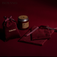Pochette cadeau de luxe personnalisée avec logo Boyang, sac d'emballage en velours pour bijoux avec cordon de serrage
