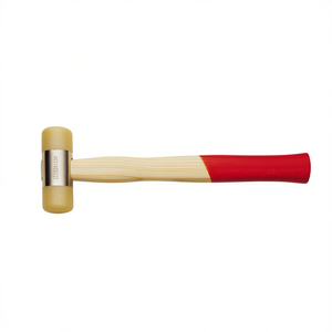 Martillo de goma de 376 mm con mango de madera y agarre rojo para carpintería y trabajos de montaje - Product Image 3