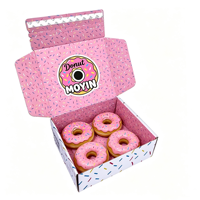 Boîte à donuts Mochi haut de gamme imperméable populaire, emballage en carton personnalisé, pelliculage mat, doublure en éponge, boîte cadeau de boulangerie portable