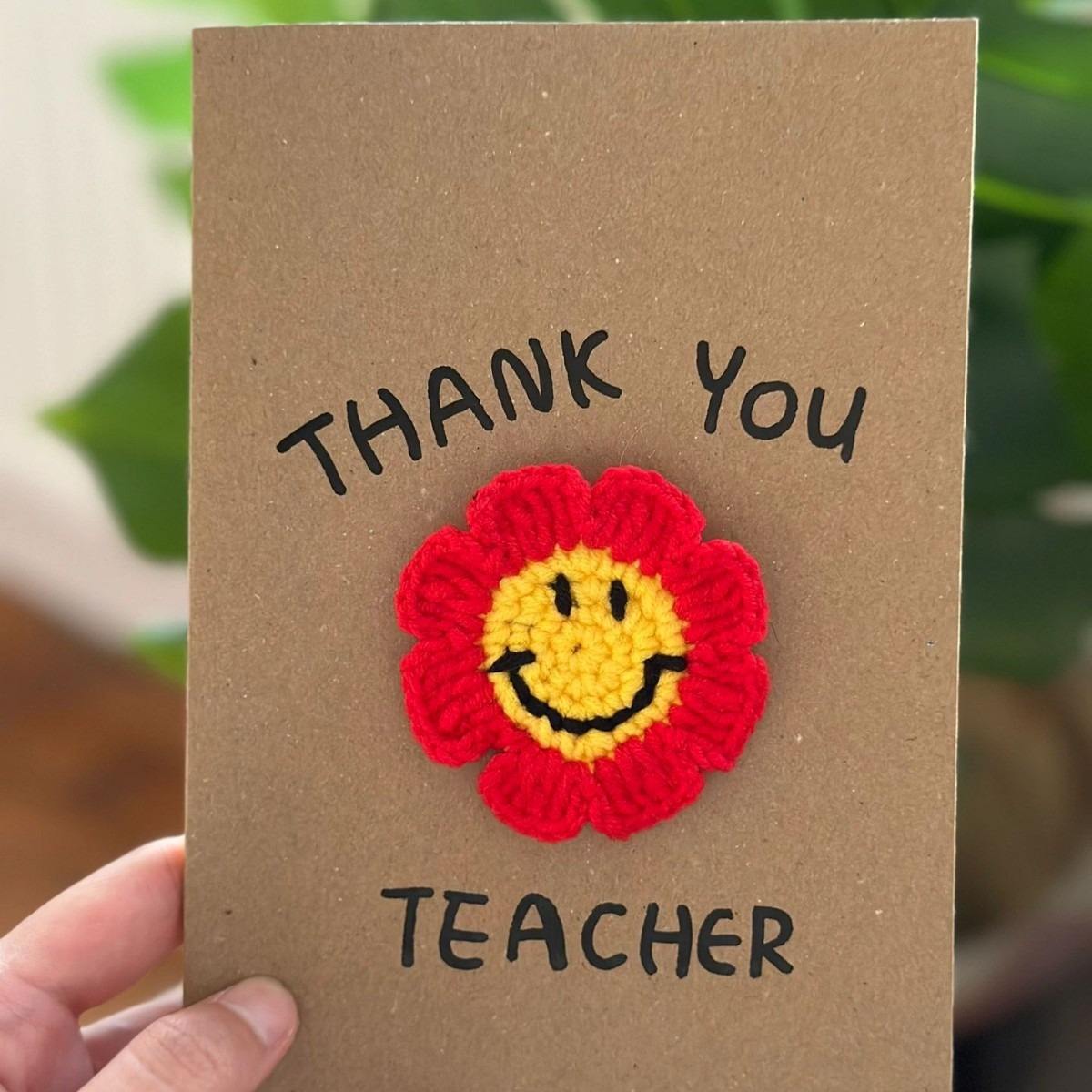 TCRZHHRX Fleur Au Crochet Fait-Main Avec Carte D'Encouragement - Cadeau