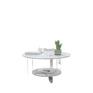 Mesa de centro de acrílico crema de lujo ligero, tablero de roca móvil Simple, sofá de sala de estar pequeño, mesa auxiliar de esquina - Product Image 6