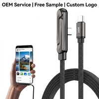 Câble de charge rapide USB-C 240W avec support de téléphone intégré, charge PD portable pour téléphone, tablette et ordinateur portable