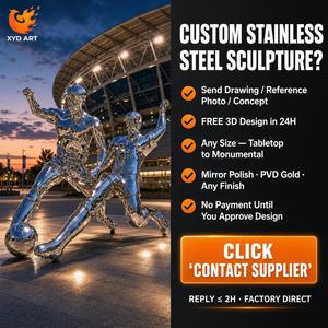 Escultura Humana Personalizada de Tamaño Real en Acero Inoxidable con Acabado Espejo, Estatua Realista de Jugador de Fútbol Moderno para Estadio, Plaza al Aire Libre - Product Image 6