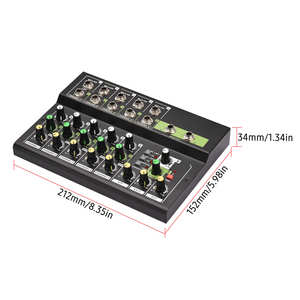 Console de mixage audio numérique stéréo 5 canaux Gooermi avec réverbération, alimentation fantôme 48V, cartes <span class=keywords><strong>son</strong></span> et mixeurs audio - Product Image 3