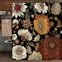 Rideau de douche floral bohème, imperméable, moderne, abstrait, fleurs bohèmes, feuilles tropicales, rideaux de salle de bain