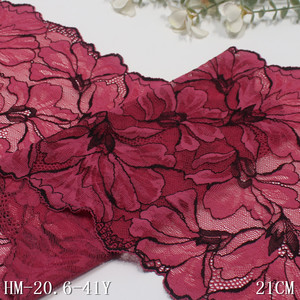 Bordure en dentelle extensible douce bicolore rose et noire de 21 cm de large, de haute qualité, faite à la main, pour vêtements, soutiens-gorge, style sexy - Product Image 5