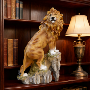Statuetta di Leone Realistica in Resina - Criniera Dipinta a Mano, Scultura da Collezione di Fauna Selvatica per Decorazione Scrivania e Esposizione a Tema Safari - Product Image 3