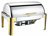 Plat à réchaud de luxe noir en acier inoxydable 201, 9L, double combustible, pour buffet, hôtel et restaurant