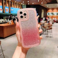 Classique fille Style grande vague bord dégradé couleur paillettes papier souple TPU étui de téléphone portable pour Redmi Note 9 10 11 11T 12 Pro Plus