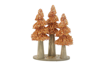 Décorations de Noël, Ornements de Bureau, Mini Sapins de Noël Scintillants, Base en Bois, Ensemble de Trois, Accessoires de Vitrine Festifs