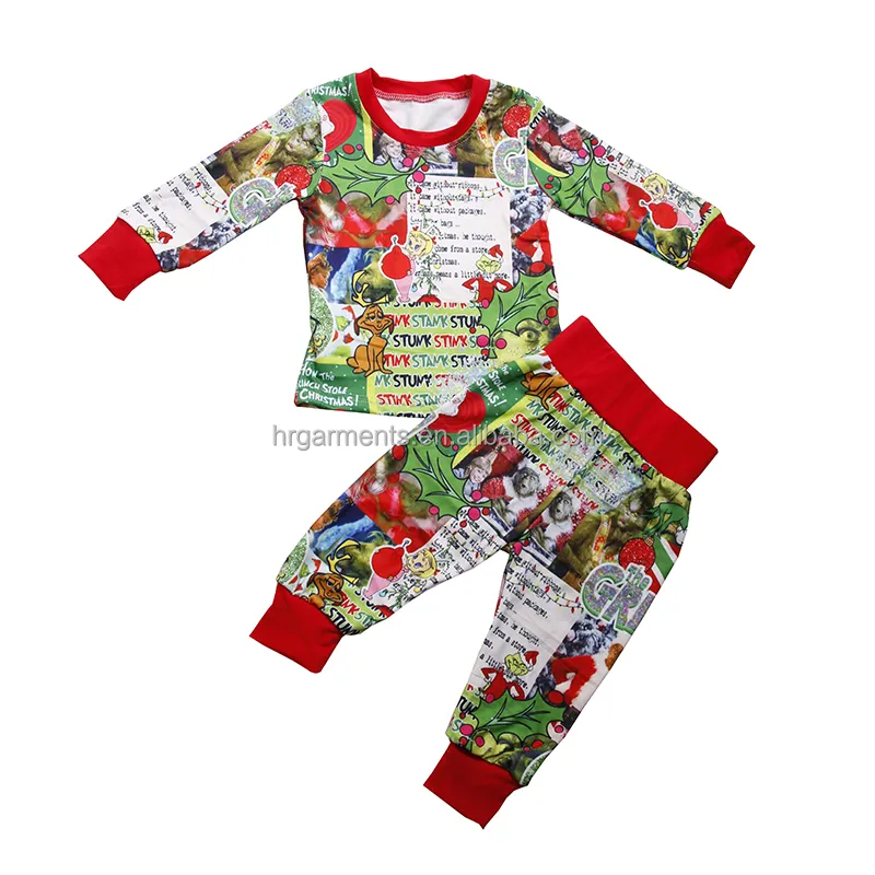 Christmas Pattern Baby Girls Clothing Sets Long Sleeve Tops & Pants Outfits Kids Baby Lounge Sets