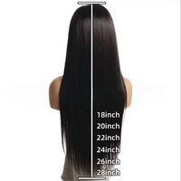Perruque synthétique Lace Front 13*4 droite réglable, mi-longue, noire, en fibres mélangées haute température, avec devant noué à la main, aspect naturel