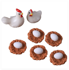 ตุ๊กตาไก่ไก่ไก่เรซินรูปไข่สีขาวสำหรับครอบครัวลายตลกสำหรับบ้านตุ๊กตา - Product Image 6