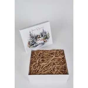 Boîte cadeau vide personnalisée blanche avec motif de Noël et nom pour cadeaux de vacances 20x20 & 25x30 - Product Image 4