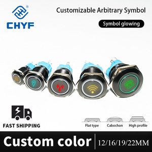 Latching tự khóa <span class=keywords><strong>push</strong></span> <span class=keywords><strong>button</strong></span> chuyển momentary kim loại cao hiện tại Điện không thấm nước 22 Mét 3A màu đỏ màu xanh lá cây <span class=keywords><strong>LED</strong></span> 12V 110V 220V - Product Image 2