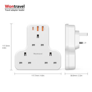Wontravel 3 Toma de corriente alterna para uso interior Toma de pared de 3 pines Toma de pared de 3 pines Toma de Reino Unido con PD 20W - Product Image 6