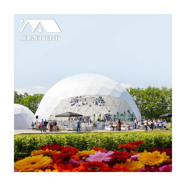 Grande meia esfera geo dome tenda com topo transparente para mostrador de comércio, eventos e fadas de expo